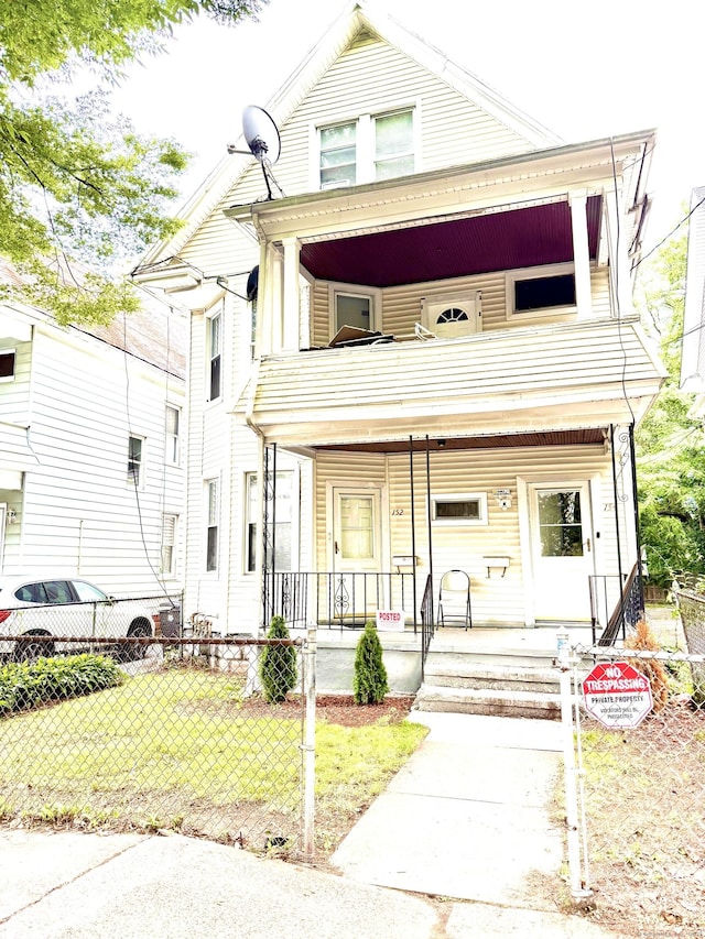 152 Sheffield Ave, New Haven, CT 06511 - view of front of house with covered porch and a balcony