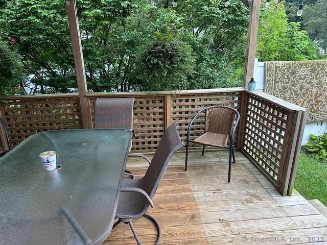 58 Barlow St, North Canaan, CT 06018 - wooden terrace with outdoor dining space