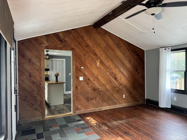 58 Barlow St, North Canaan, CT 06018 - unfurnished room with wooden walls, dark wood-style flooring, and ceiling fan