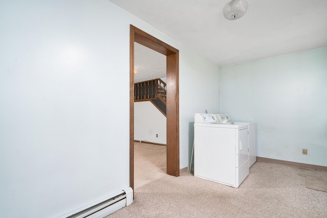 546 S Quaker Ln, West Hartford, CT 06110 - laundry area featuring independent washer and dryer, baseboard heating, and light colored carpet