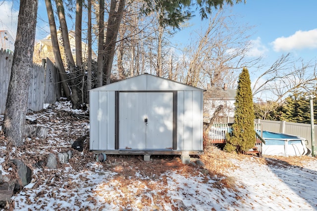18 Morningside Ave, Waterbury, CT 06708 - snow covered structure featuring a storage unit and a fenced backyard