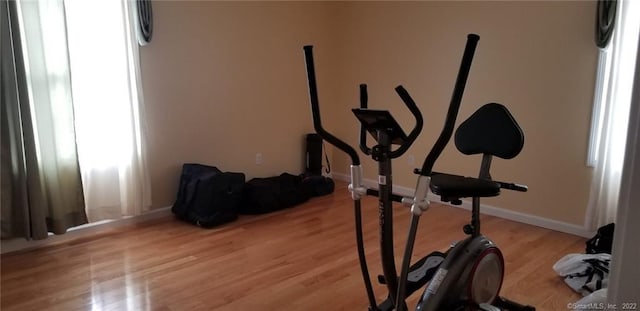 27 Amber Pl, Waterbury, CT 06705 - workout room featuring baseboards and light wood-style floors