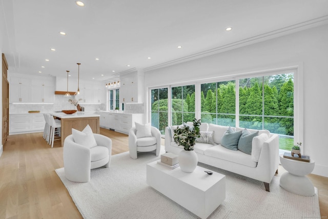 133 E Ave Unit A, New Canaan, CT 06840 - living room featuring light wood-style floors and recessed lighting
