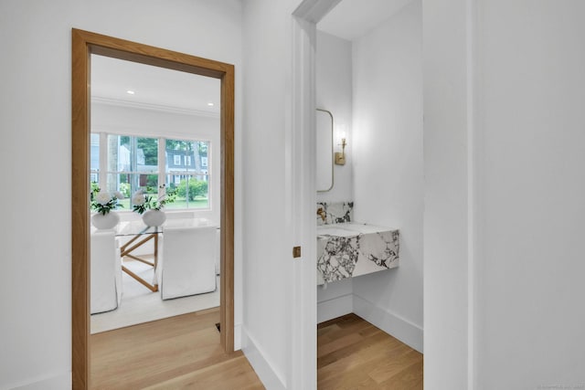 133 E Ave Unit A, New Canaan, CT 06840 - corridor with light wood finished floors and baseboards