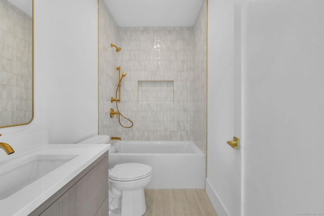 133 E Ave Unit A, New Canaan, CT 06840 - full bathroom with vanity, shower / tub combination, and wood finished floors