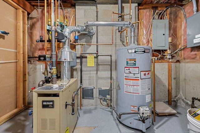 142 Raffia Rd, Enfield, CT 06082 - utilities with water heater, electric panel, and a heating unit