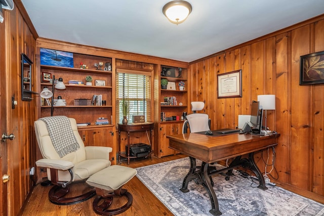 11 Craigmoor Rd, West Hartford, CT 06107 - office with wood finished floors, wood walls, and built in features