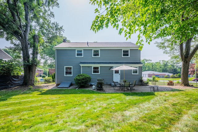 112 Shadow Ln, West Hartford, CT 06110 - back of property featuring a chimney and a patio area