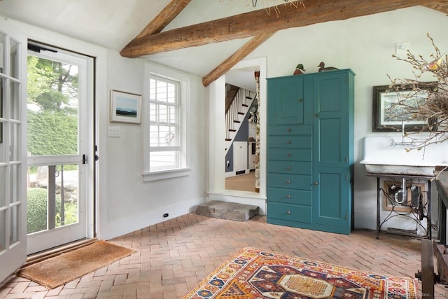 12 Popple Swamp Rd, Cornwall, CT 06754 - foyer entrance featuring brick floors and stairs