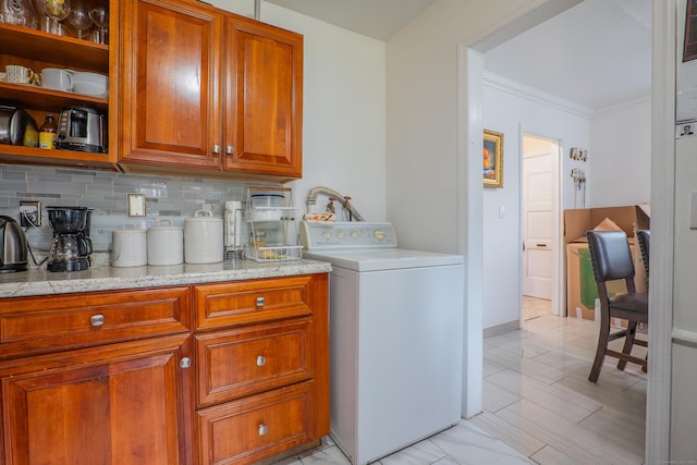 51 Park Ave Unit 2-13, Danbury, CT 06810 - laundry area with washer / clothes dryer and crown molding