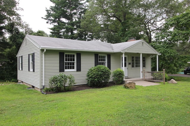 15 Birch Rd, Granby, CT 06035 - view of front facade with a front lawn and a chimney