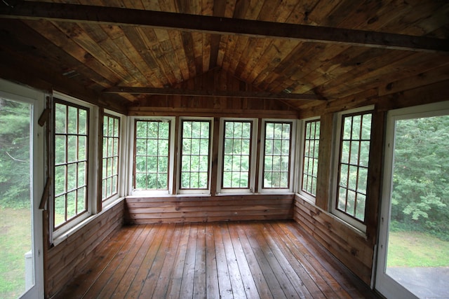 15 Birch Rd, Granby, CT 06035 - unfurnished sunroom featuring hardwood / wood-style flooring, wood ceiling, and wood walls