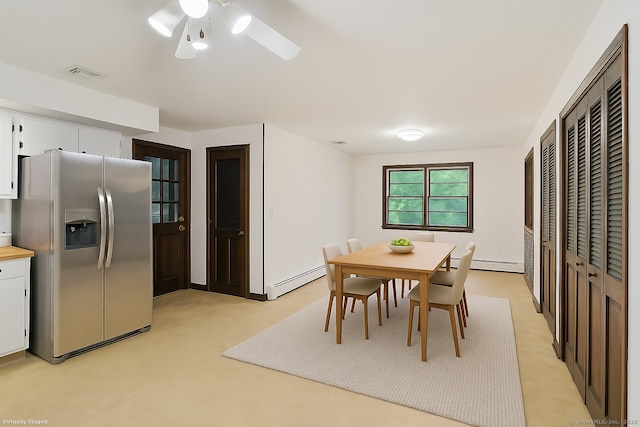 256 W Rocks Rd, Norwalk, CT 06851 - dining area with baseboard heating and ceiling fan
