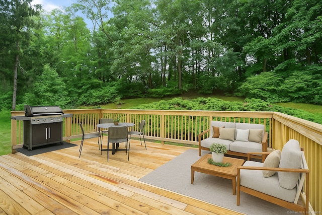 256 W Rocks Rd, Norwalk, CT 06851 - deck with grilling area, outdoor dining space, and an outdoor hangout area