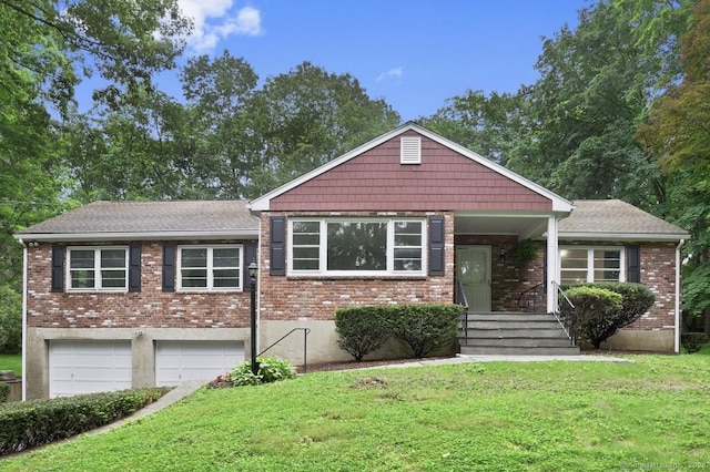 256 W Rocks Rd, Norwalk, CT 06851 - view of front of house with a front lawn, an attached garage, and brick siding