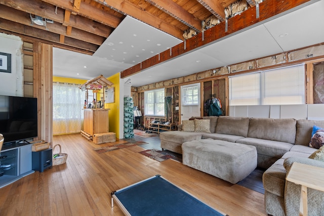 1092 Durham Rd, Guilford, CT 06437 - living room featuring beam ceiling and wood-type flooring