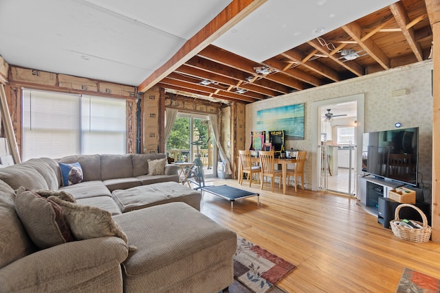 1092 Durham Rd, Guilford, CT 06437 - living room with wood finished floors and wallpapered walls