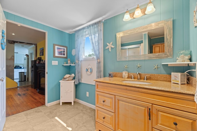 1092 Durham Rd, Guilford, CT 06437 - full bath featuring crown molding and vanity