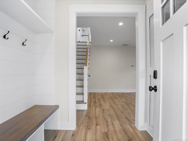 8 Platt St, Norwalk, CT 06855 - mudroom featuring light wood-type flooring and recessed lighting
