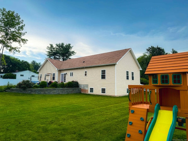 15 Contour Dr, Cheshire, CT 06410 - back of property with a playground and a lawn