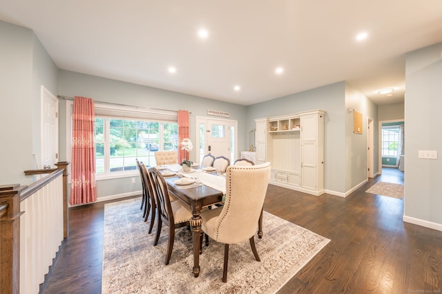 15 Contour Dr, Cheshire, CT 06410 - dining area featuring dark wood-type flooring, recessed lighting, and healthy amount of natural light