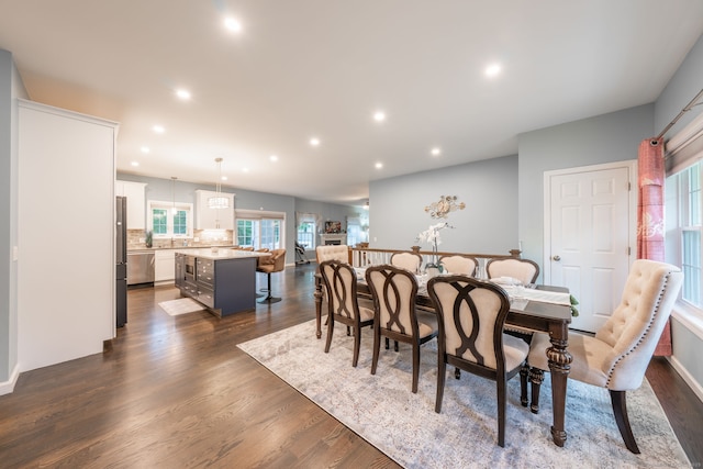 15 Contour Dr, Cheshire, CT 06410 - dining room featuring dark wood-type flooring and recessed lighting