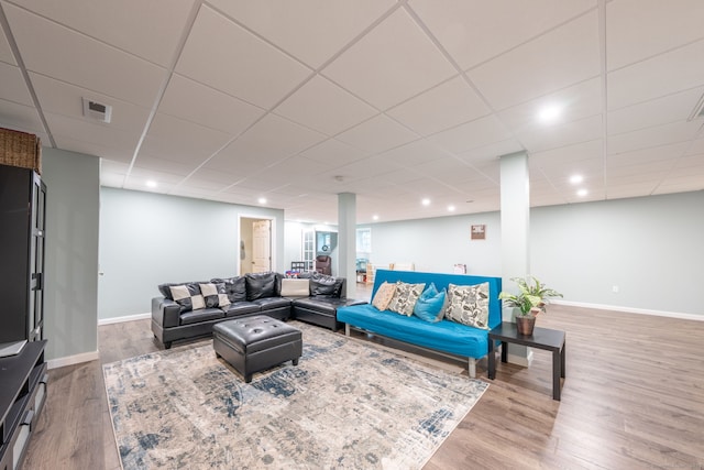 15 Contour Dr, Cheshire, CT 06410 - living area featuring wood finished floors, recessed lighting, and a paneled ceiling