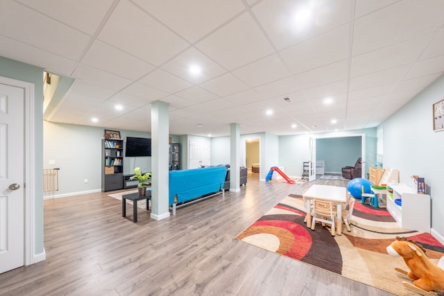 15 Contour Dr, Cheshire, CT 06410 - recreation room featuring wood finished floors, recessed lighting, and a paneled ceiling