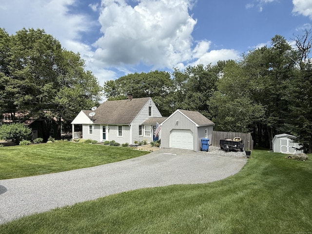 104 Wildcat Hill Rd, Harwinton, CT 06791 - view of front of house with driveway, a front lawn, and a storage shed