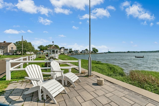 18 Wallace Ave, Norwalk, CT 06855 - view of patio / terrace featuring a gazebo and a water view