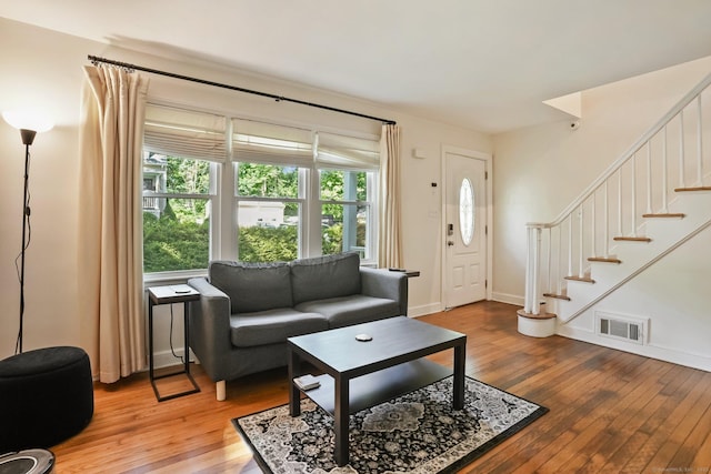 15 Granite Ter, Ansonia, CT 06401 - living room with light wood-style flooring and stairway