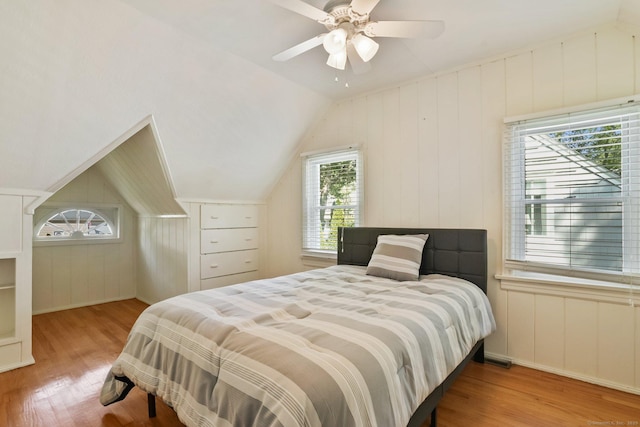 15 Granite Ter, Ansonia, CT 06401 - bedroom featuring wood finished floors, vaulted ceiling, ceiling fan, and a decorative wall