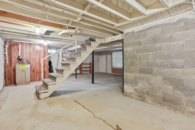 15 Granite Ter, Ansonia, CT 06401 - unfinished basement with stairs and concrete block wall