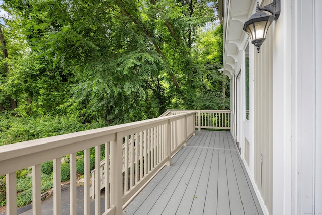 212 Richards Ave Apt 6, Norwalk, CT 06850 - wooden terrace featuring view of wooded area