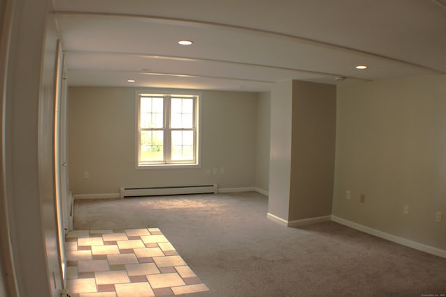 51 Main St, Thompson, CT 06255 - carpeted empty room featuring a baseboard heating unit and recessed lighting