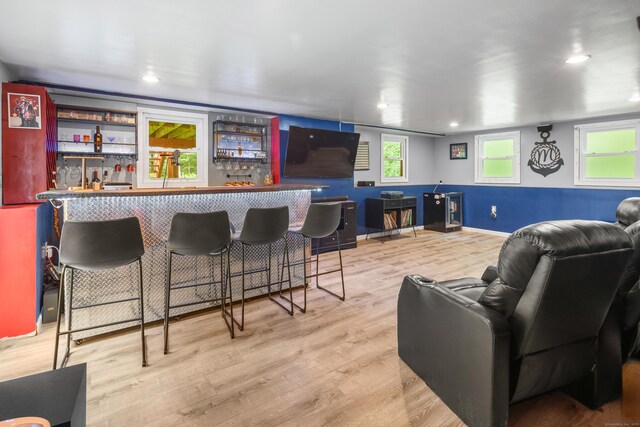 205 Luther Dr, Southbury, CT 06488 - indoor wet bar with wood finished floors and recessed lighting