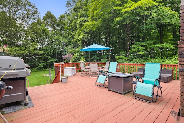 205 Luther Dr, Southbury, CT 06488 - deck with a fire pit, grilling area, and outdoor dining area