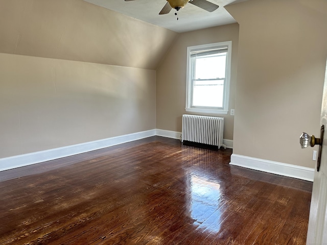 27 Woodbridge Ave, East Hartford, CT 06108 - bonus room with radiator, a ceiling fan, hardwood / wood-style floors, and vaulted ceiling