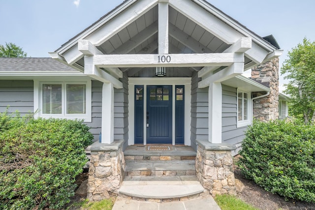 100 N Lake Shore Dr, Brookfield, CT 06804 - property entrance with a shingled roof