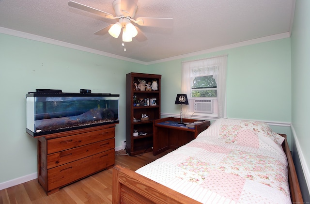 134 Valley Crest Dr, Wethersfield, CT 06109 - bedroom featuring cooling unit, wood finished floors, ornamental molding, and ceiling fan