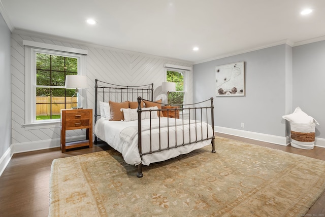 3663 Congress St, Fairfield, CT 06824 - bedroom featuring ornamental molding, wood finished floors, and recessed lighting
