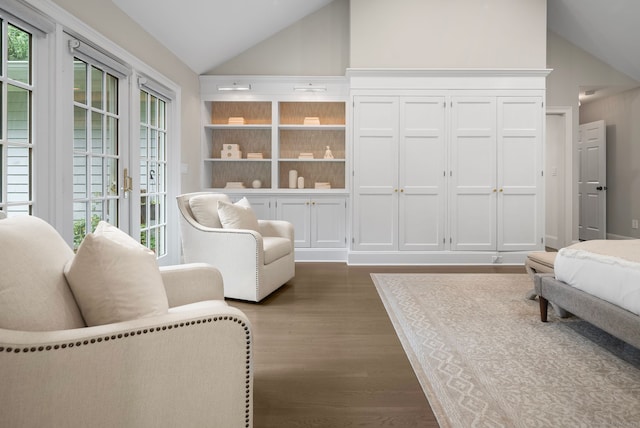 3663 Congress St, Fairfield, CT 06824 - living room with dark wood-style flooring and high vaulted ceiling