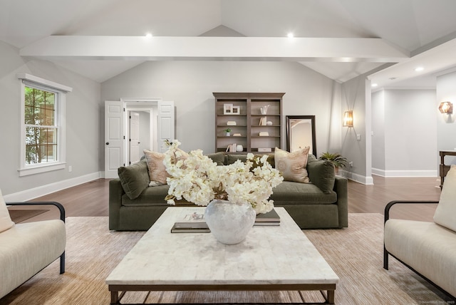 3663 Congress St, Fairfield, CT 06824 - living room with vaulted ceiling, wood finished floors, and recessed lighting