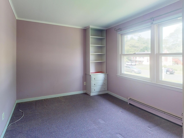 35 Corey Ln, East Lyme, CT 06357 - spare room with a baseboard radiator, ornamental molding, and carpet floors