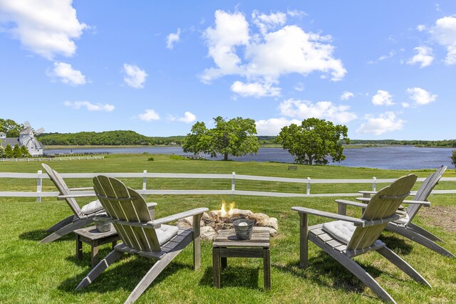 1 Foxboro Rd, Essex, CT 06426 - view of yard with an outdoor fire pit and a water view