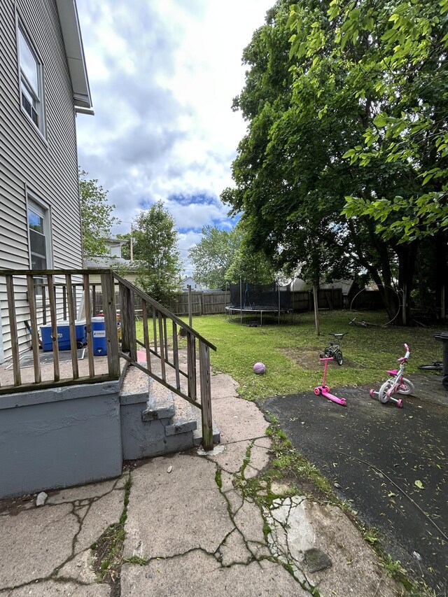 14 Market St, New Haven, CT 06513 - view of patio featuring a trampoline and a deck