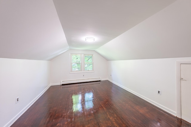 510 Sylvan Lake Rd, Watertown, CT 06779 - bonus room featuring a baseboard radiator, hardwood / wood-style floors, and lofted ceiling