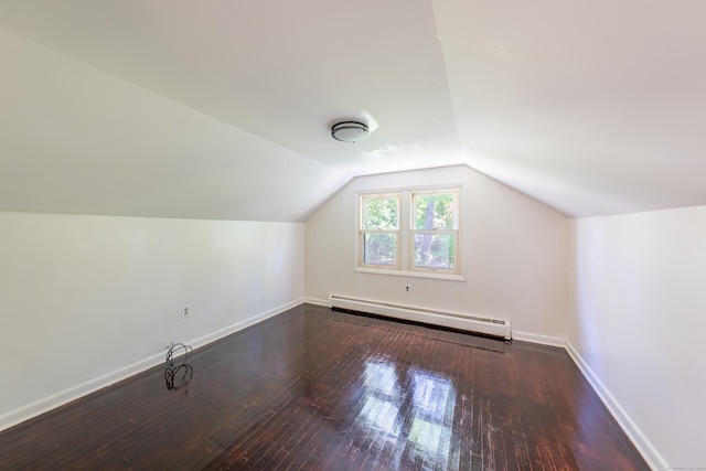 510 Sylvan Lake Rd, Watertown, CT 06779 - additional living space featuring a baseboard heating unit, hardwood / wood-style flooring, and lofted ceiling