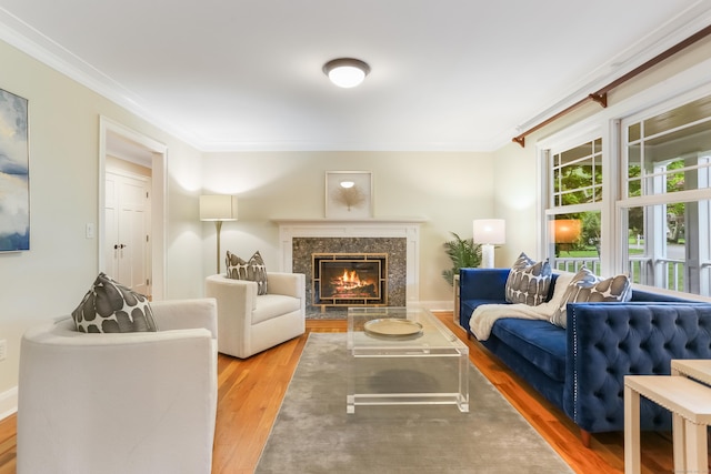 4 Reimer Rd, Westport, CT 06880 - living area with wood finished floors, a high end fireplace, and crown molding