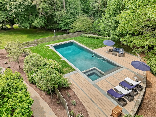4 Reimer Rd, Westport, CT 06880 - view of pool with a fenced backyard, a patio area, outdoor lounge area, and a pool with connected hot tub